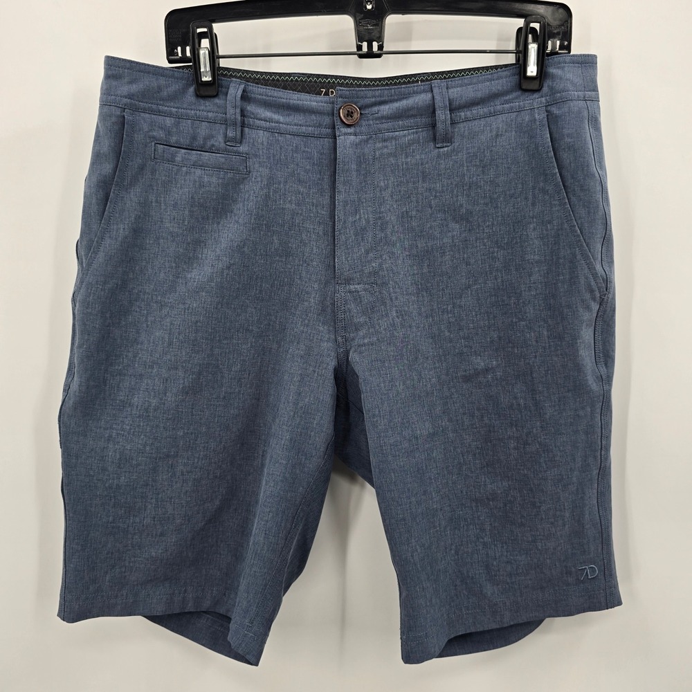 7 Diamonds Shorts Mens 32 Velocity Performance Blue Heathered Stretch